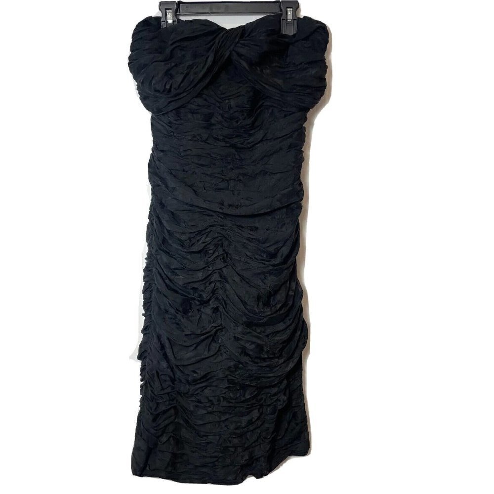 Evenings Vintage Womens Ruched Bodycon Sexy Dress Party Black 12โ Saks 5th Silk